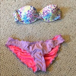 Colorful PINK Victoria’s Secret Strapless Bikini
